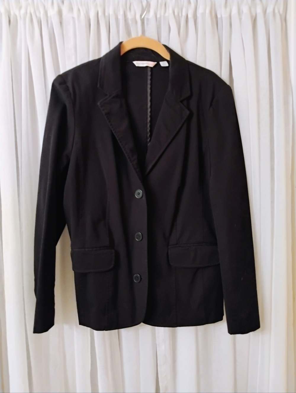 Isaac Mizrahi Black Cotton Twill 3 Button Blazer